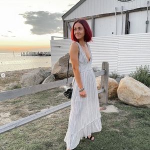 [Style Rack] Deep V Ruffle White Sundress